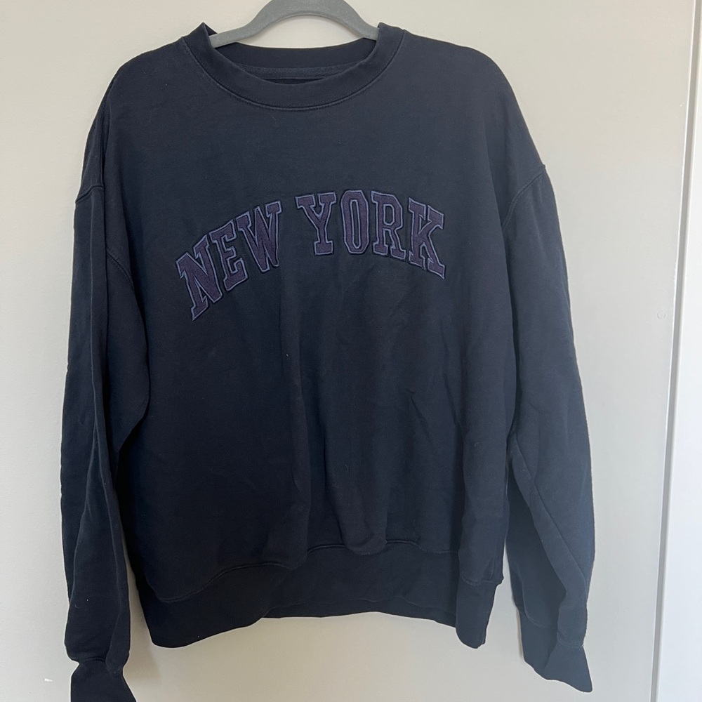Navy Blue Embroidered New York Crewneck